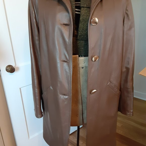 VINTAGE 1970'S BAIRD HERSHEY FURS BROWN LEATHER COAT LADIES - Picture 6 of 9
